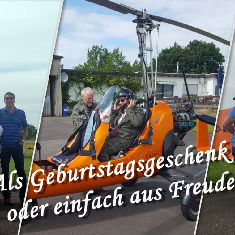 Familie vor dem Tragschrauber