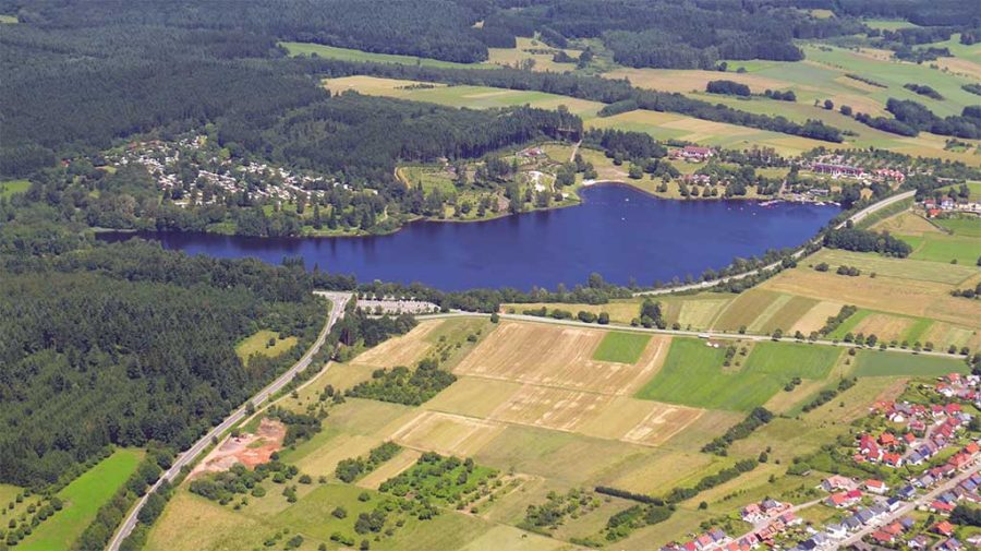Der Losheimer Stausee aus der Luft